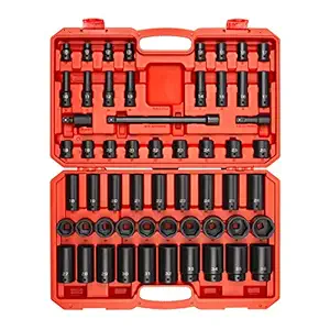 TEKTON 1/2 Inch Drive 6-Point Impact Socket Set, 57-Piece (10-36 mm) | SID92401