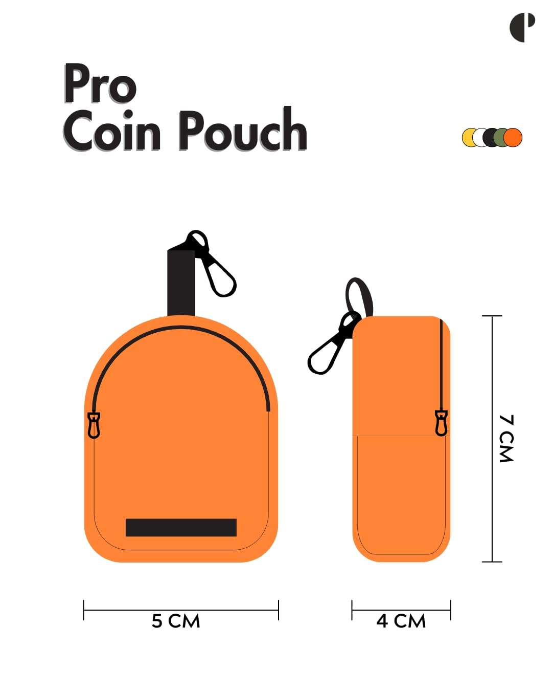CarryPro PRO Coin Pouch with Zipper for Multipurpose Usage for Adults and Kids, Medium Size, Pack of 1 (Hot Orange) 1