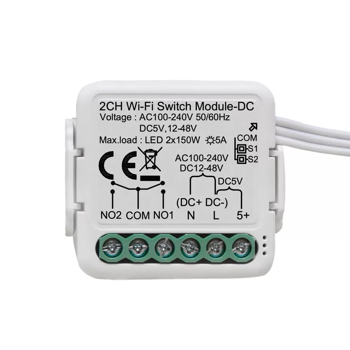 Module de relais WiFi intelligent à 2 canaux DC 5V 24V 32V AC100-240V, compatible avec l'application Tuya Smart Life, module de commutation à contact sec, fonctionne avec Alexa, Google Home