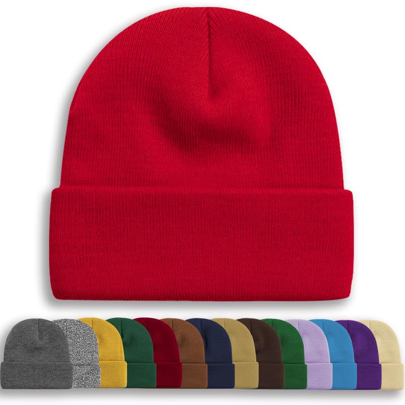 Image of Rosoz Unisex Beanie Winter Knitted Skull Cuffed Soft Warm Hat for Men /Women Slouchy Ski Watch Cap