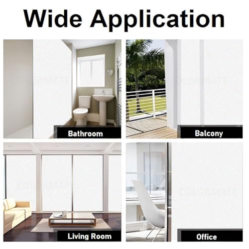 Image of COLORMATE Premium Vinyl Stained Frosted Window Glass Film (12x60 Inch) - Self-Adhesive Wallpaper Sticker Opaque Tint for Window Glass Privacy Cover, Door, Office, Home.| Anti-UV. Frosted Glitter