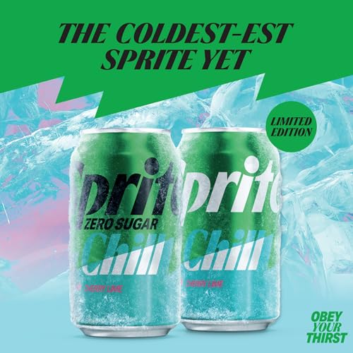 Image of Sprite Chill Zero Sugar Cherry Lime Natural Flavor Soda Soft Drink Cans, 12 fl oz, 12 Pack