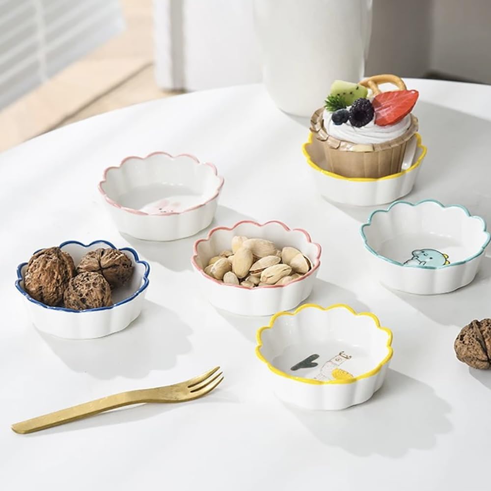 Kolorful Ceramic Sauce Dish Dipping Bowls Appetizer Plates Side Dishes Japanese Style Dinnerware Set Seasoning Dishes,Mini Dip Bowls for Serving Chutney,Pickle,Sauce (Multi-Colour-L) Set of 12 3