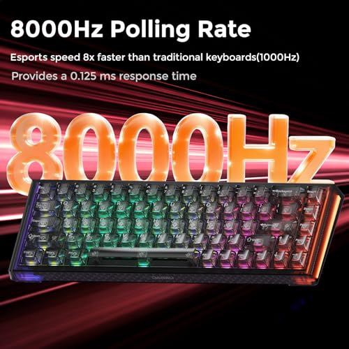 Image of DAREU COOL68 65% Hall Effect Magnetic Switch Gaming Keyboard with 8000Hz Polling Rate,Rapid Trigger,Adjustable Actuation,SOCD,0.1ms Latency,Gasket Mount,Clear keaycaps,Hot swappable,RGB Light