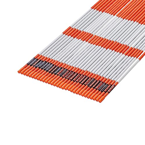 VEVOR 30er-Set Schneestangen 47,8 Zoll (121,5 cm) Auffahrtstangen orange UV-beständige Beschichtung Reflektierende Einfahrtsmarkierung Inkl. 1 Paar Schutzhandschuhe und 1 extralangen Stahlbohrer