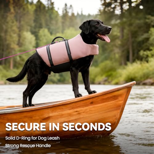 VIVAGLORY Rip Stop Schwimmweste Hund, Hundeschwimmweste, Schwimmhilfe & Auftrieb, Rettungsweste Hund für Bootfahren, XXS, Kirschblütenrosa