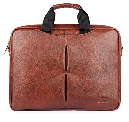 Leather Computer Case Laptop Briefcase Shoulder Messenger Bags Slim Business Professional Bag Attache Portafolios Travel Bags Office Hombre Maletines Men and Women Brief Tote 15.6 inch (Tan)