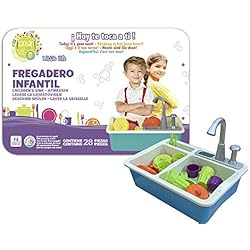 Fregadero Juguete Tachan- Fregadero Infantil con Bomba de Agua, Color Azul, Medium (CPA 77877)
