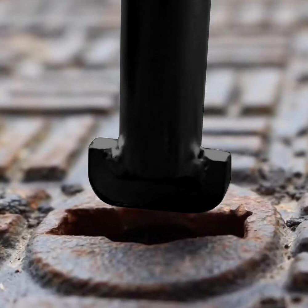 Dekton Set di 2 chiavi per pozzetto con manico a T, copertura in acciaio resistente, maniglia a T, ideale per sollevare scarichi, fognature, coperture di accesso, resistenti alla ruggine, durevoli per