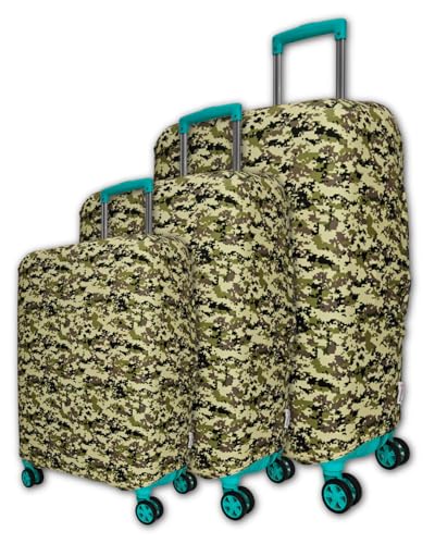 Image of Army Printed Luggage Cover for Traveling Bag & Suitcase - Stretchable & Scratchproof Trolley Protector with Velcro Lock & Lightweight Washable Material(Suitcase Not Included, Only Cover in Product)