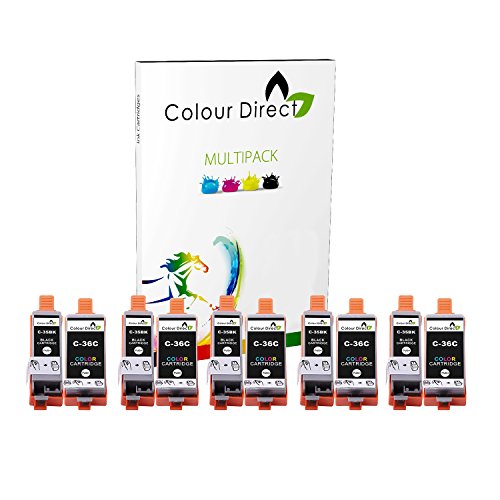 Colour Direct - 10 (5 Conjuntos) Compatible Cartuchos de Tinta Reemplazo por Canon PGI-35 & CLI-36 Pixma iP100, iP110, iP110B Impresoras (1509B001, 1511B001)