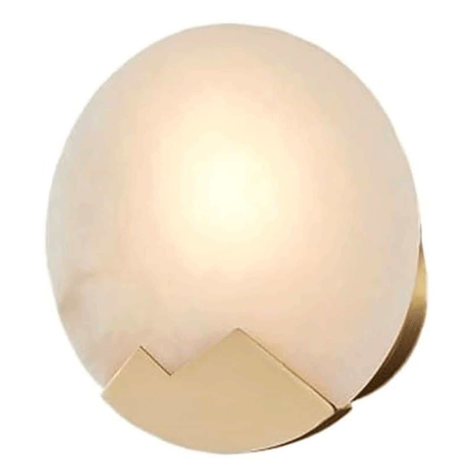 SMCCYYSD Modern Alabaster Wall Sconce Round Natural Marble Mount Light Fixture H65 Copper Lamp 3000k Warm White for Bedroom Bedside Living Room Bathroom