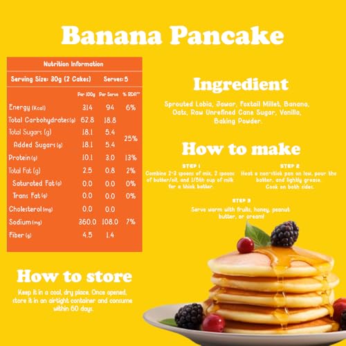 Gladful Chocolate and Banana Millet Pancake, No Maida, No Refined Sugar, Gluten Free, High Protein, No Palm Oil, Low GI Millet Grain 300 Grams (Pack of 2) - Image 2 thumbnail