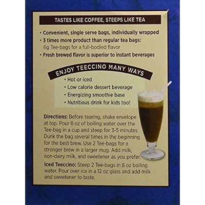 Teeccino Dandelion Tea Dark Roast Roasted Herbal Tea | Organic Roasted Dandelion Root | Prebiotic | Caffeine Free | Gluten Free Acid Free Coffee Alternative, 10 Tea Bags (Pack of 6)