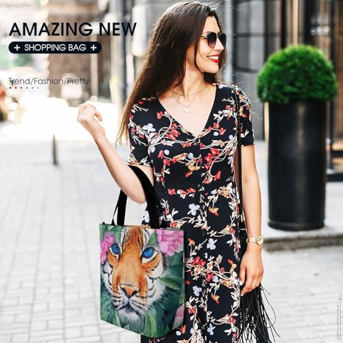 Sac de shopping pour voyage fleurs tigrées grand format pratique - 6