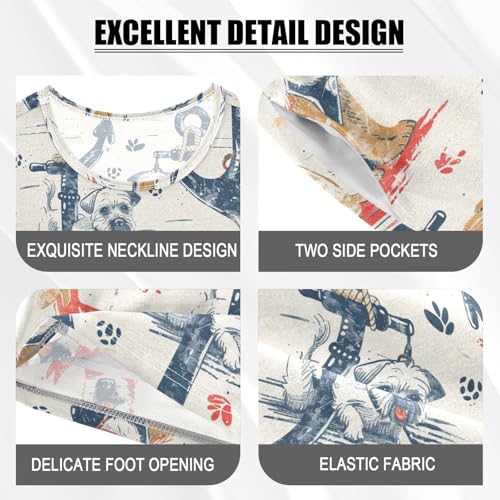 ALAZA Anchor and Dogs Pajama Set Short Sleeve Sleepwear Soft Lounge Nightwear4