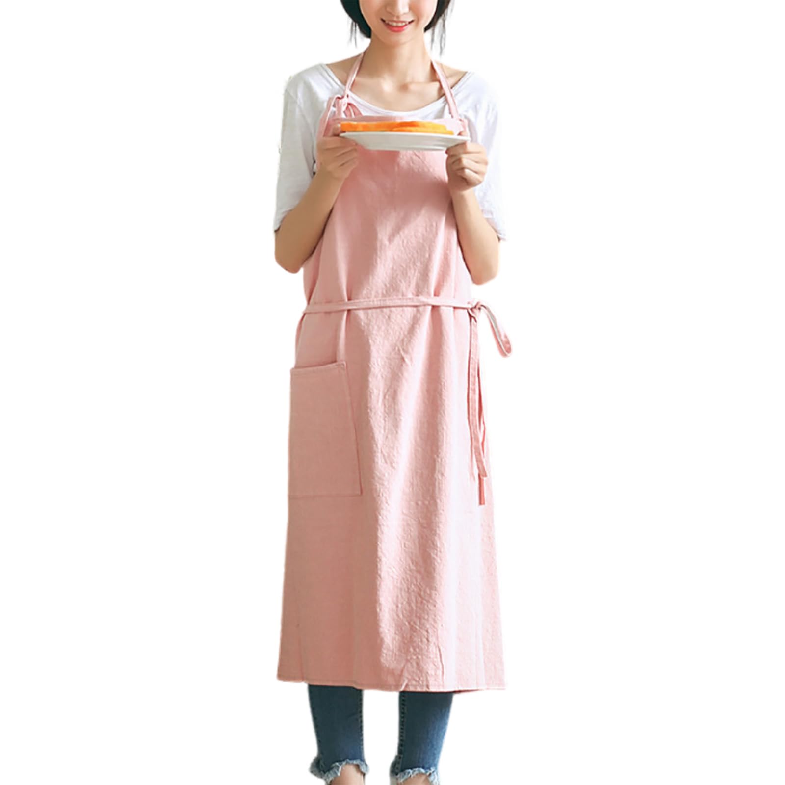 Tablier de cuisine réglable en coton et lin avec poches pour la cuisine, la pâtisserie, l'art, la peinture, le jardinage