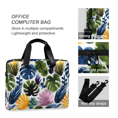 Bolso para portátil con estampado de hojas y múltiples bolsillos miniatura 6