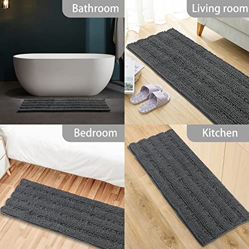 Thick Bathroom Rugs Grey Extra Long Bathroom Rugs Runner Non Slip Absorbent Bath Mats For Bathroom Washable Quick Dry Carpet Dark Grey 47 X 17 Inch #TOP6