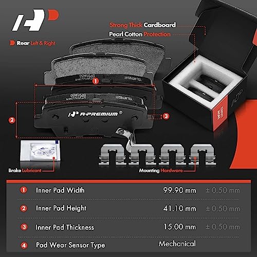 A-Premium Front and Rear Drilled and Slotted Disc Brake Rotors + Ceramic Pads Kit Compatible with Select Kia and Hyundai Models - Optima, Sonata 2011 2012 2013 2014 2015, 12-PC Set - Image 6