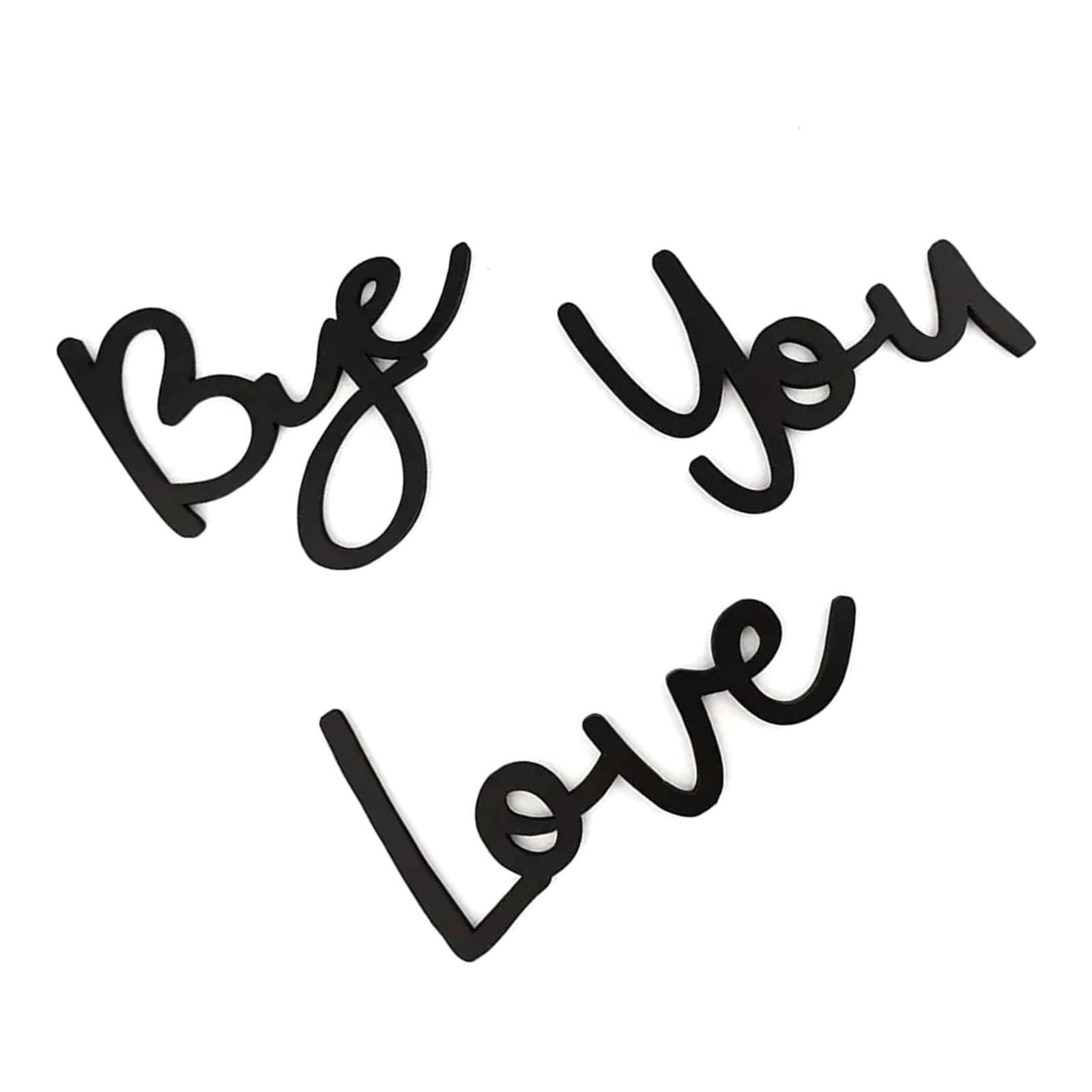 Modern Love You Bye Wood Sign Set Black Home Decors Expressing Love Warmth and Affection Plaques for Family and Friend Black Wood Sign