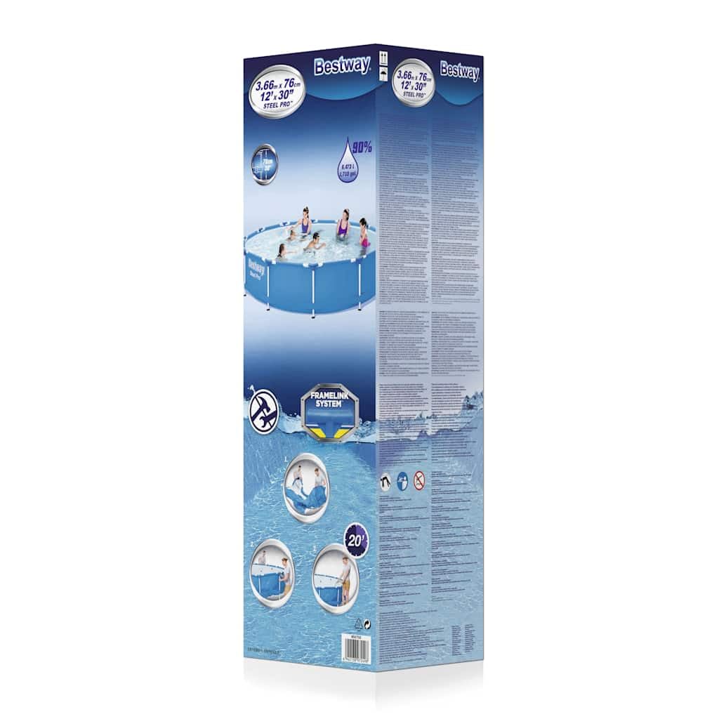 Piscine hors sol ronde 366 x 76 cm avec cadre en acier