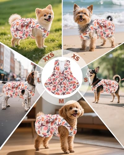 Image of CuteBone UPF50+ Dog Dresses for Small Dogs, Summer Sleeveless Deep V-Back Pet Dress with Big Bow, Breathable Swimwear Fabric, Cooling Stretchy Puppy Clothes for Outdoor Wedding Party Beach DV10L