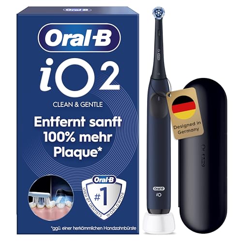 Oral-B iO Series 2 Elektrische Zahnbürste — Electric Toothbrush, Inkl. 1 Aufsteckbürste, 3 Putzmodi für Zahnpflege, Reise-Etui — Zahnbürste Elektrisch, Designed by Braun, Blau