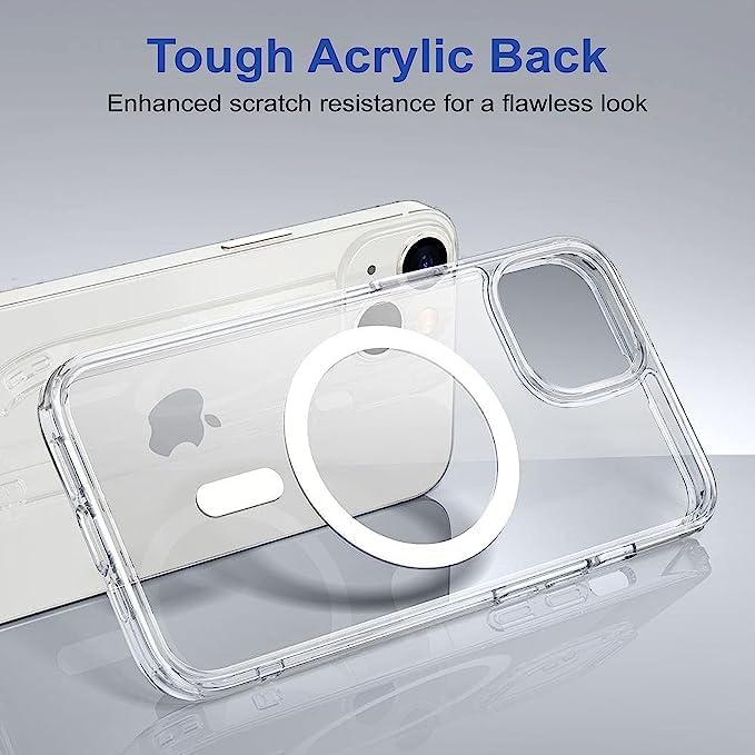 Image of DARKFIT Back Cover Case Compatible with iPhone 14 Plus | White Mag-Safe Magnetic Cover | TPU Ultra Hybrid | Camera Bump Protection | Compatible with Wireless Charging | Color Clear | Pack of 1 |