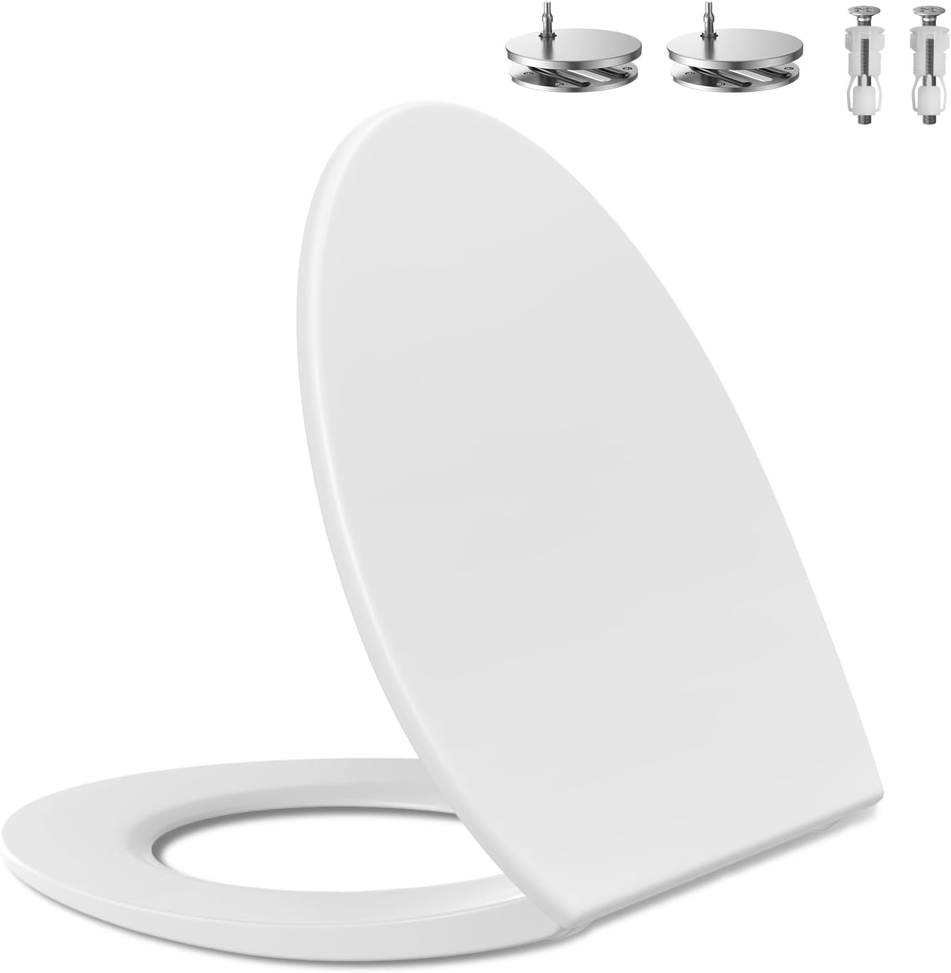 Baczzto UF Material Round Slow Close Toilet Seat in White Universal Fit for Round Toilet seats