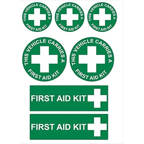 First aid kit carried laminated car van stickers Set of 7 Cover