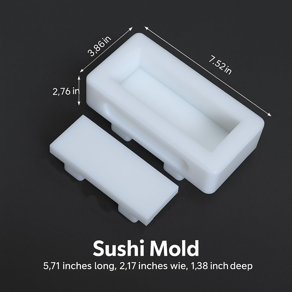 Onigiri Sushi Mold Press, Musubi Maker Rice Molds, Spam Musubi Press, Professional Sushi Tools for Restaurant & Home (White Plastic)