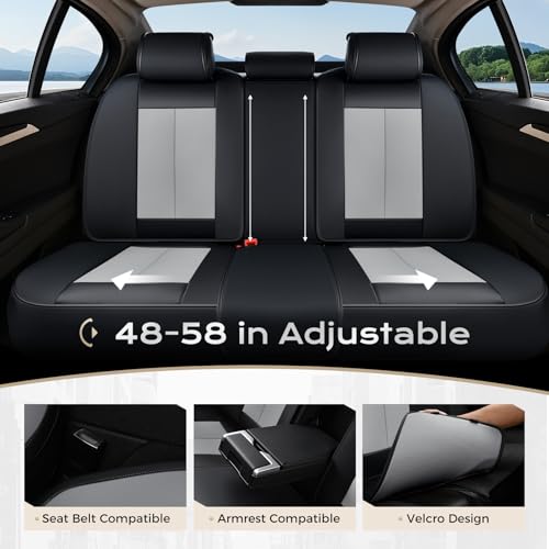Image of Coverado Car Seat Covers Full Set, Car Seat Protector Waterproof, Nappa Leather Car Seat Cushion, Seat Covers for Cars, Front Seats and Back Universal Fit for Most Cars
