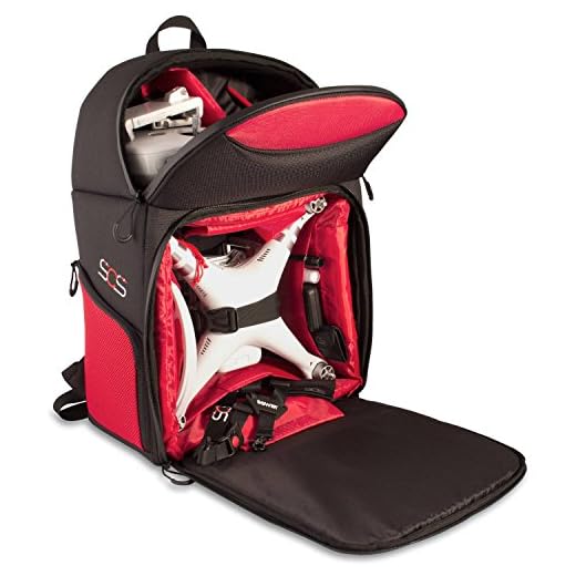 Bower Sky Capture Series SCS-BPS Backpack for DJI Phantom 3 Standard/Professional/Advanced, Phantom 1, 2 and 4 Drones, Black/Red