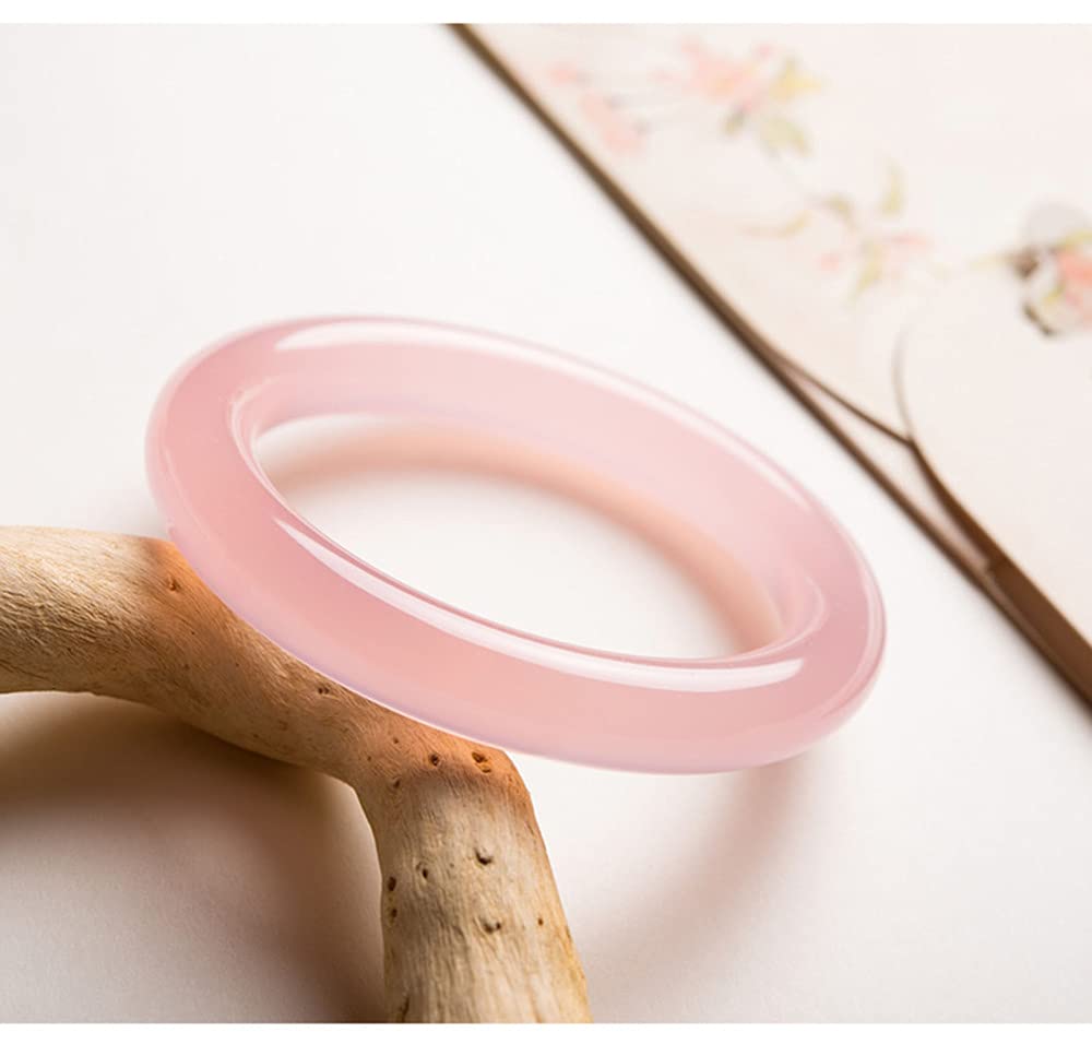 Frauen Armreifen Armband, Natural Pink Jade Armbänder handgefertigter Schmuck mit Schachtel, 54-64 mm, 60-61 mm