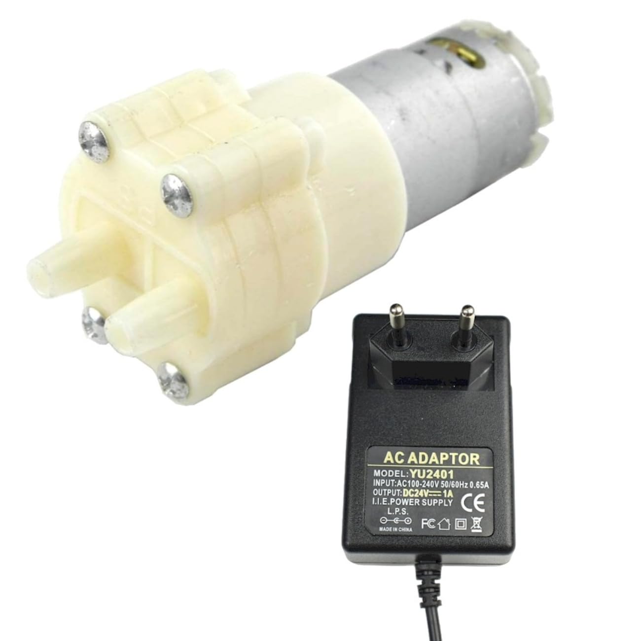 CHANCS 385 DC 24V Motore Pompe d'acqua ad assorbimento d'urto con alimentazione UE Ingresso 100V-240V Uscita DC 24V per il ciclo d'acqua quotidiano della vasca dei pesci