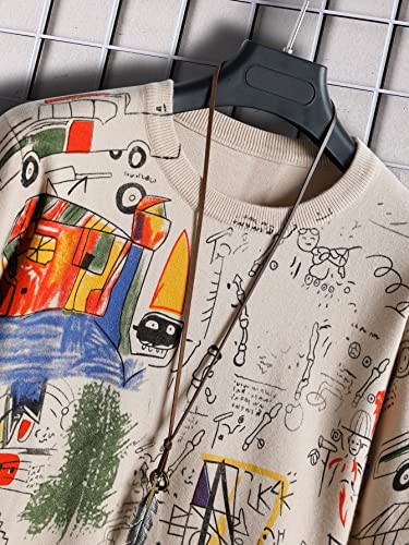 IREH Pullover Sweaters for Men Long Sleeve Round Neck Men Print Sweater Fall Winter Jumper Top3