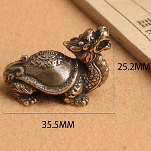 Estatua pequeña Fengshui Dragón Tortuga cobre 2 piezas miniatura 6