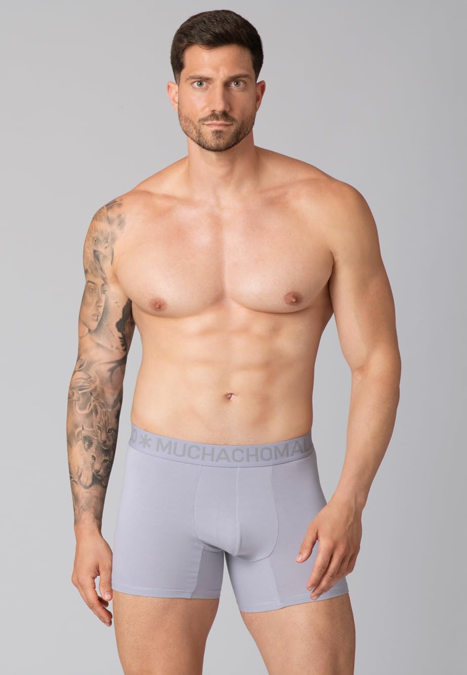 Muchachomalo Calzoncillos para Hombre, Ropa Interior Lisa de Algodón para Hombre, Pack de 2 Unidades, Bóxers Lisos de Corte Clásico con Cintura Elástica