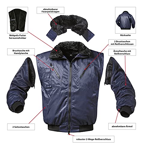 Foto von Norway Protection Pilotenjacke Pilot Jacke Arbeitsjacke 4-in-1 Funktion 2-farbig (XL, schwarz/orange)