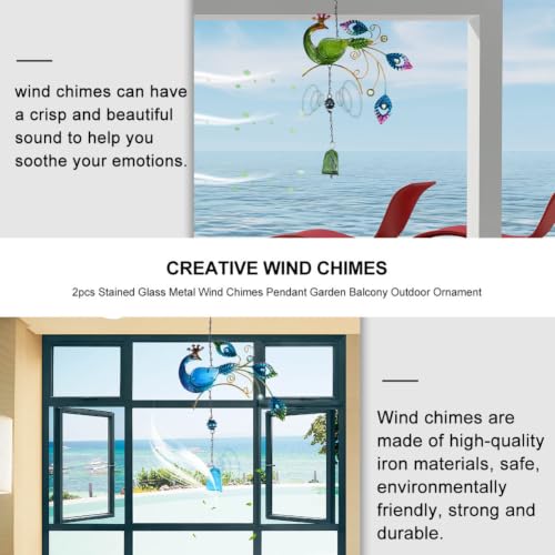 Campanas de viento pintadas de hierro y vidrio en set de 2 piezas para exteriores 5