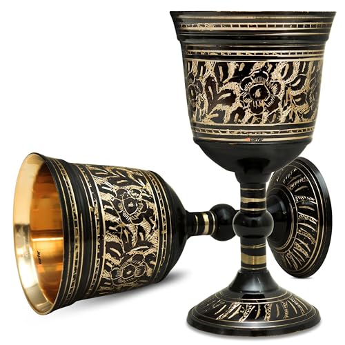 Carfar Wine Goblet Solid Brass Royal Wine Cup Handmade Goblet