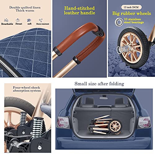 TXTC Kinderwagen Seat Bassinet Combo 3 In 1 Kinderwagen Een Hand Opvouwbare Vervoer met Wandelwagen Regenhoes… - Afbeelding 8