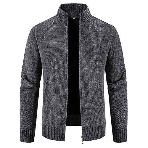 Muscularfit Cardigan Sweaters for Men Long Sleeve Causal Fashion Full Zip Knitted Sweaters Slim Fit Winter Warm Jacket Coat