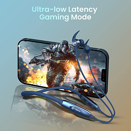 Image of Toreto Alpha Lite (TOR 230) in Ear Bluetooth Neckband with Dedicated Gaming Ultra-Low Latency Mode | Type C Fast Charge | 30 Hours Playtime | Clear Sound | Water & Dust Resistant (Blue)