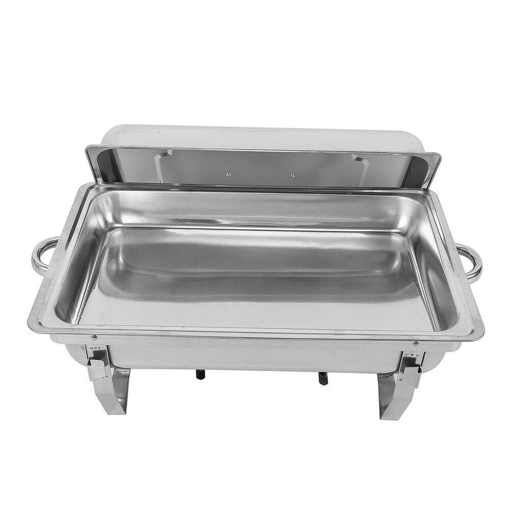 Calentador de Alimentos de Acero Inoxidable 9 L Recipiente para Calentar Platos de frotamiento Calentador de Alimentos Recipiente de Calor Calentador de Buffet de Hotel con Marco p