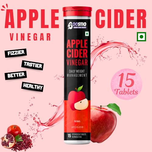 Image of Apple Cider Vinegar Effervescent Tablet - For Weight Loss With Pomegranate Extract, Vitamin B6 & B12 For Refreshing Detox & Metabolism Boost, No added Sugar (15 count (Pack of 8), Apple)