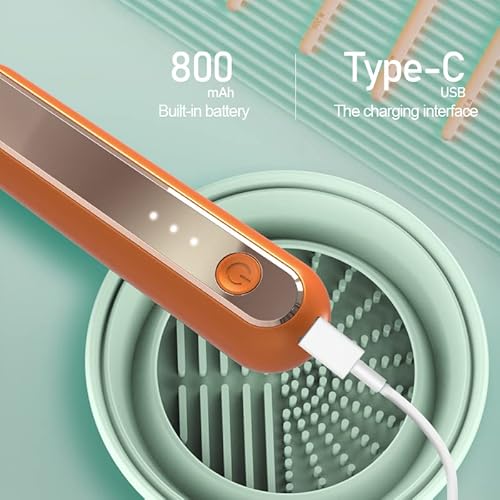 Automatic Makeup Brush Cleaner And Dryer, Electric Brush Cleaner Machine With Foldable Silicone Tank For Different Size Brushes, Perfect Brushes Cleaning Tool For Travel, Bathroom (Orange) #TOP3