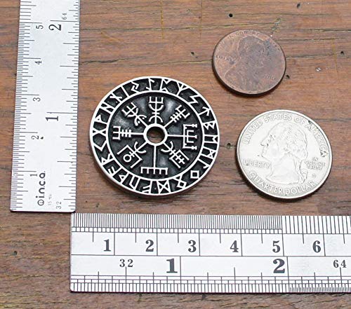 CCBFY Nordic Coin Amulet Vegvísir Odin Triple Horn Triquetra Valknut All in One Pewter Pendant Necklace4