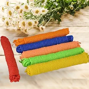 Nylon/Plastic Rope, Cloth Hanging Rope, Rope for Clothes Drying, Multipurpose, Lightweight, Heavy Duty, Weather-Resistant Travel- Friendly Rope for Outdoor/Indoor Use (Random -Colour) (4)